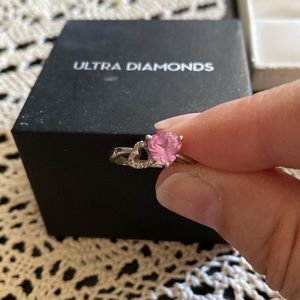 Heart shape 💕 Pink lab grown sapphire and diamond ring